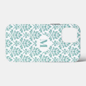 Feuille Damask Blauwgroen Pattern (Aangepast) Case-Mate iPhone Case (Achterkant (horizontaal))