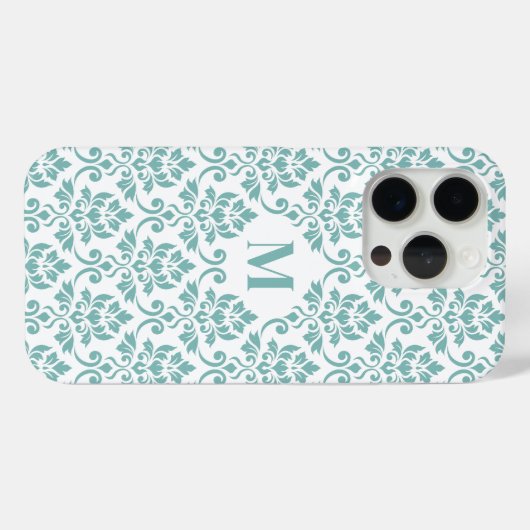 Feuille Damask Blauwgroen Pattern (Aangepast) Case-Mate iPhone Case (Achterkant (horizontaal))