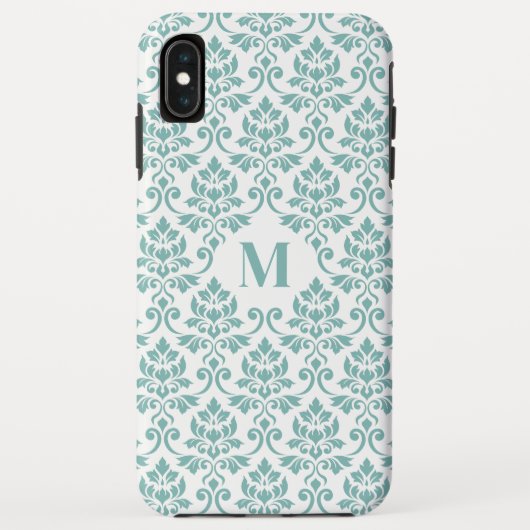 Feuille Damask Blauwgroen Pattern (Aangepast) Case-Mate iPhone Case (Achterkant)