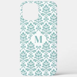 Feuille Damask Blauwgroen Pattern (Aangepast) Case-Mate iPhone Case