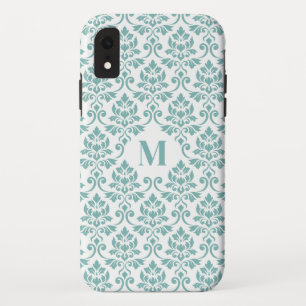 Feuille Damask Blauwgroen Pattern (Aangepast) Case-Mate iPhone Case