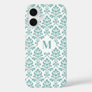 Feuille Damask Blauwgroen Pattern (Aangepast) iPhone 16 Hoesje