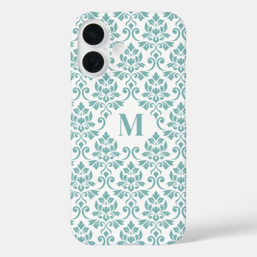 Feuille Damask Blauwgroen Pattern (Aangepast) Case-Mate iPhone Case (Achterkant)