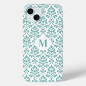 Feuille Damask Blauwgroen Pattern (Aangepast) Case-Mate iPhone Case (Achterkant)