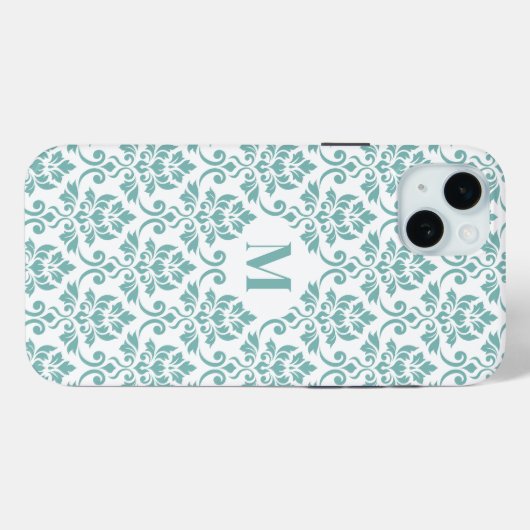 Feuille Damask Blauwgroen Pattern (Aangepast) Case-Mate iPhone Case (Achterkant (horizontaal))