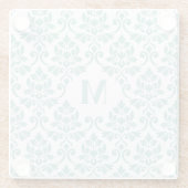 Feuille Damask Blauwgroen Pattern (Aangepast) Glazen Onderzetter (Achterkant)