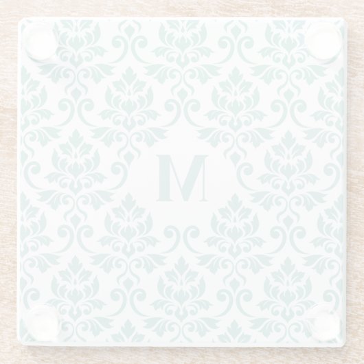 Feuille Damask Blauwgroen Pattern (Aangepast) Glazen Onderzetter (Achterkant)