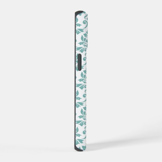 Feuille Damask Blauwgroen Pattern (Aangepast) iPhone 15 Case (Rechterkant)