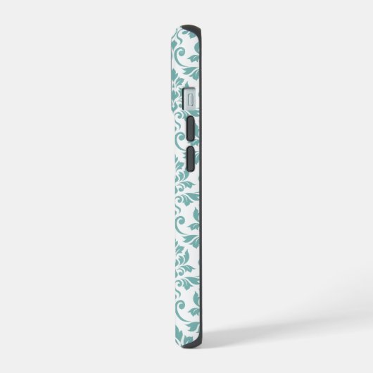 Feuille Damask Blauwgroen Pattern (Aangepast) iPhone 15 Case (Linkerkant)