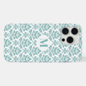 Feuille Damask Blauwgroen Pattern (Aangepast) iPhone Hoesje (Achterkant horizontaal)