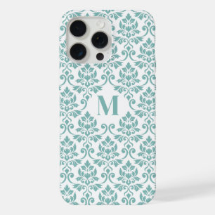 Feuille Damask Blauwgroen Pattern (Aangepast) iPhone 15 Pro Max Case