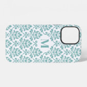 Feuille Damask Blauwgroen Pattern (Aangepast) iPhone Hoesje (Achterkant horizontaal)
