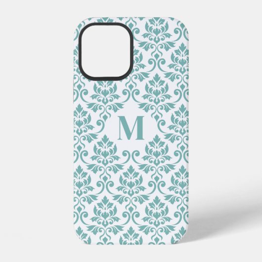Feuille Damask Blauwgroen Pattern (Aangepast) iPhone Hoesje (Achterkant)