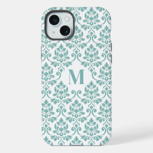 Feuille Damask Blauwgroen Pattern (Aangepast) iPhone 15 Plus Case