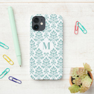 Feuille Damask Blauwgroen Pattern (Aangepast) iPhone 12 Mini Hoesje