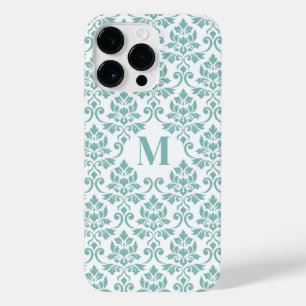 Feuille Damask Blauwgroen Pattern (Aangepast) iPhone 14 Pro Max Hoesje