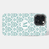 Feuille Damask Blauwgroen Pattern (Aangepast) iPhone Hoesje (Achterkant horizontaal)