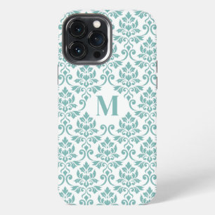 Feuille Damask Blauwgroen Pattern (Aangepast) iPhone 13 Pro Max Hoesje