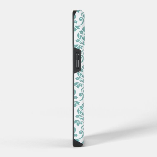 Feuille Damask Blauwgroen Pattern (Aangepast) iPhone Hoesje (Rechterkant)