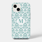 Feuille Damask Blauwgroen Pattern (Aangepast) iPhone Hoesje (Achterkant)