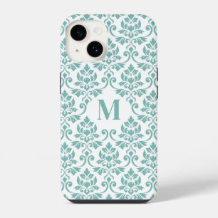 Feuille Damask Blauwgroen Pattern (Aangepast) iPhone 14 Hoesje
