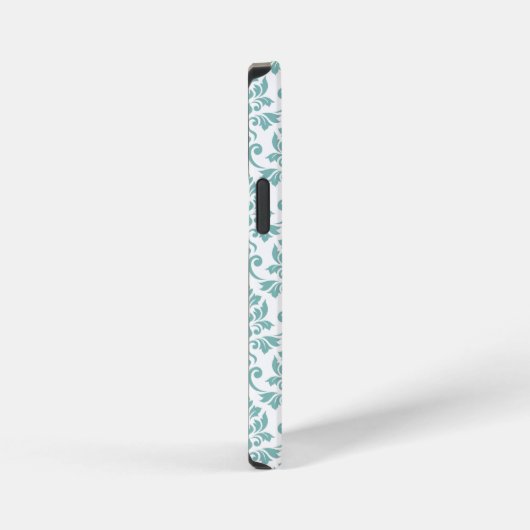 Feuille Damask Blauwgroen Pattern (Aangepast) iPhone Hoesje (Rechterkant)