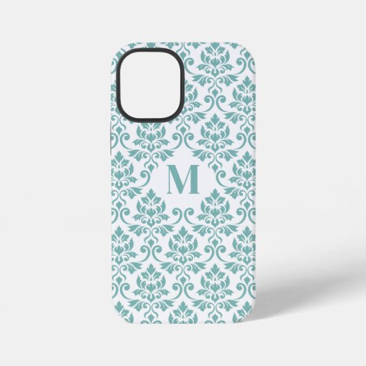 Feuille Damask Blauwgroen Pattern (Aangepast) iPhone Hoesje (Achterkant)