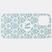 Feuille Damask Blauwgroen Pattern (Aangepast) iPhone Hoesje (Achterkant horizontaal)