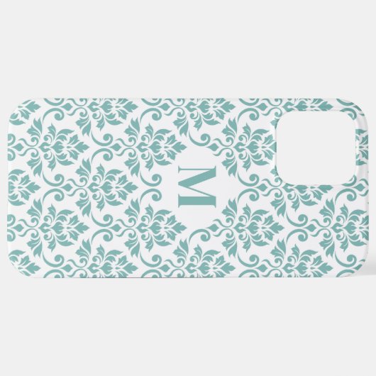 Feuille Damask Blauwgroen Pattern (Aangepast) iPhone Hoesje (Achterkant horizontaal)