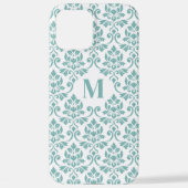 Feuille Damask Blauwgroen Pattern (Aangepast) iPhone Hoesje (Achterkant)