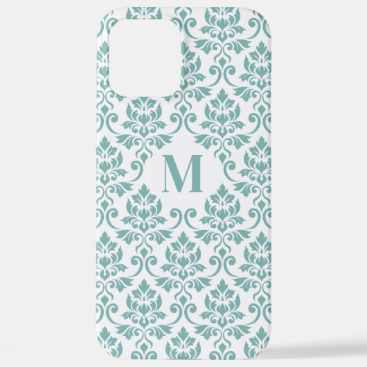 Feuille Damask Blauwgroen Pattern (Aangepast) iPhone Hoesje (Achterkant)