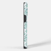 Feuille Damask Blauwgroen Pattern (Aangepast) iPhone Hoesje (Rechterkant)