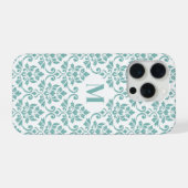 Feuille Damask Blauwgroen Pattern (Aangepast) iPhone Hoesje (Achterkant horizontaal)