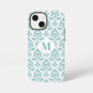Feuille Damask Blauwgroen Pattern (Aangepast) iPhone 13 Mini Hoesje