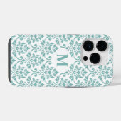 Feuille Damask Blauwgroen Pattern (Aangepast) iPhone Hoesje (Achterkant horizontaal)