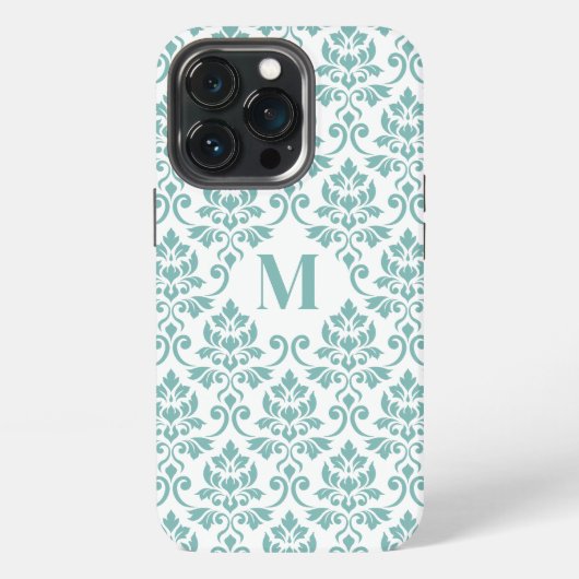 Feuille Damask Blauwgroen Pattern (Aangepast) iPhone Hoesje (Achterkant)