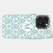 Feuille Damask Blauwgroen Pattern (Aangepast) iPhone Hoesje (Achterkant horizontaal)
