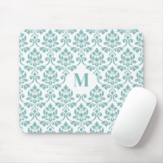Feuille Damask Blauwgroen Pattern (Aangepast) Muismat (Met muis)