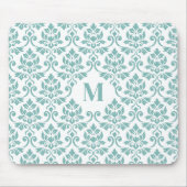 Feuille Damask Blauwgroen Pattern (Aangepast) Muismat (Voorkant)