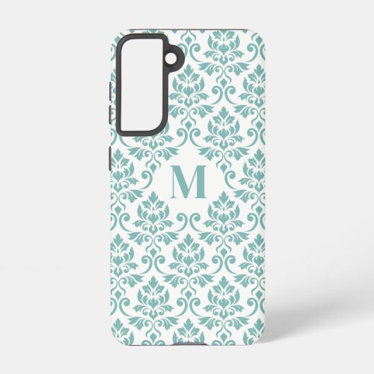 Feuille Damask Blauwgroen Pattern (Aangepast) Samsung Galaxy Hoesje (Achterkant)