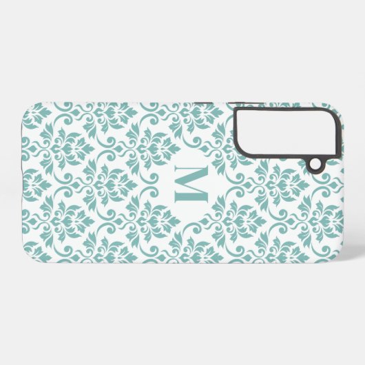 Feuille Damask Blauwgroen Pattern (Aangepast) Samsung Galaxy Hoesje (Achterkant horizontaal)