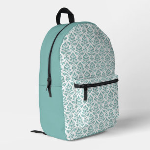 Feuille Damask Blauwgroen Pattern Bedrukte Rugzak