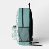 Feuille Damask Blauwgroen Pattern Bedrukte Rugzak (Rechts)