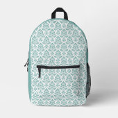 Feuille Damask Blauwgroen Pattern Bedrukte Rugzak (Voorkant)