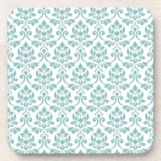 Feuille Damask Blauwgroen Pattern Bier Onderzetter (Voorkant)