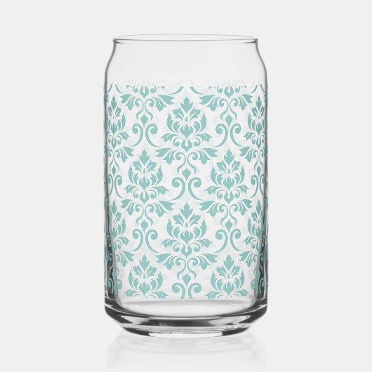 Feuille Damask Blauwgroen Pattern Blikvorm Glas (Achterkant)
