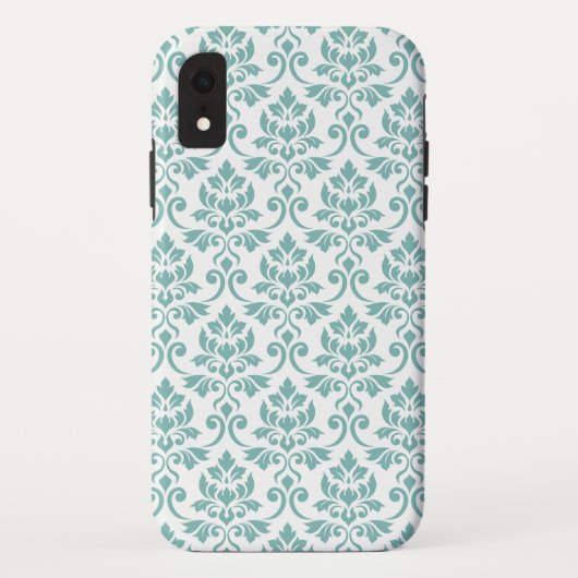 Feuille Damask Blauwgroen Pattern Case-Mate iPhone Case (Achterkant)
