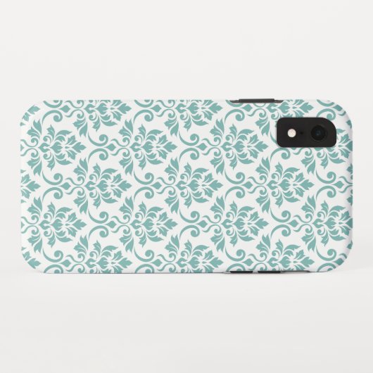 Feuille Damask Blauwgroen Pattern Case-Mate iPhone Case (Achterkant (horizontaal))