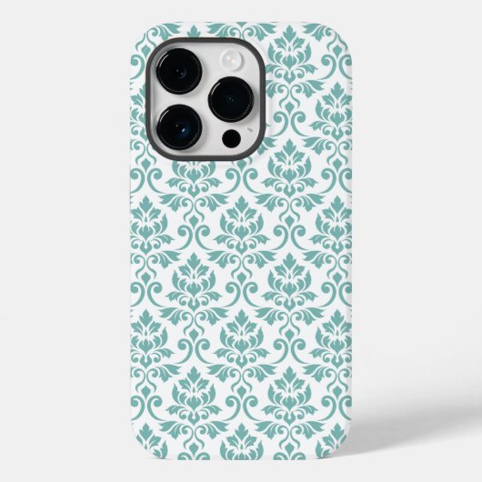 Feuille Damask Blauwgroen Pattern Case-Mate iPhone Case (Achterkant)