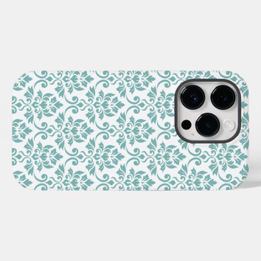 Feuille Damask Blauwgroen Pattern Case-Mate iPhone Case (Achterkant (horizontaal))